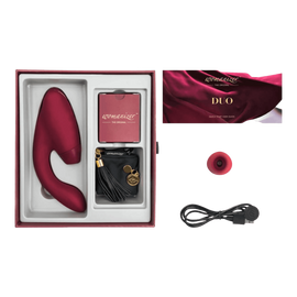 Womanizer Duo - vízálló G-pont vibrátor és csiklóizgató egyben (bordó) - pleasure air technology