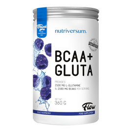 BCAA+GLUTA - 360 g - FLOW - Nutriversum - kék málna - 5080 mg minőségi aminosav adagonként
