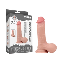 Lovetoy - Sliding Skin Dong 7.8 inch - hajlítható, bőrszerű, tapadókoronggal