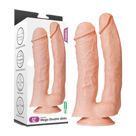 Lovetoy - Realistic Mega Double Dildo 12 inch - hajlítható, bőrszerű, tapadókoronggal