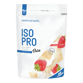 ISO PRO - 1 000 g - PURE - Nutriversum - fehércsokoládé-eper - prémium, fonterra fehérjealap
