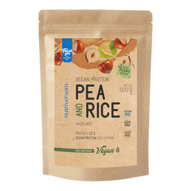 Pea &amp; Rice Vegan Protein - 500g - VEGAN - Nutriversum - mogyoró - 100% növényi fehérje
