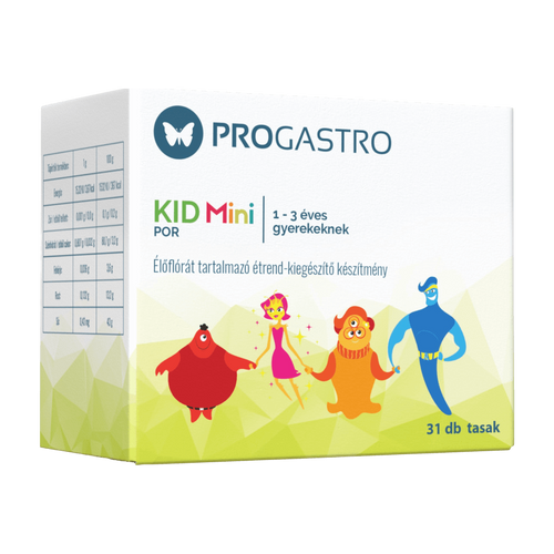 ProGastro KID Mini - Élőflórát tartalmazó étrend-kiegészítő készítmény 0-3 éves gyerekeknek (31 db tasak) - 