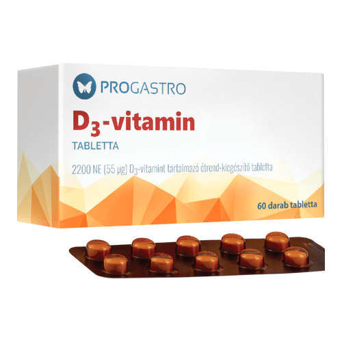 ProGastro D3 vitamin - 2200 NE (55 μg) D3-vitamint tartalmazó speciális étrend-kiegészítő tabletta (60 db) - 