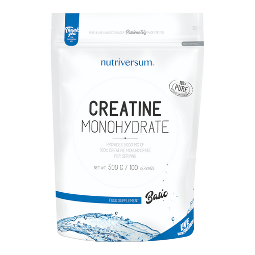 Creatine Monohydrate - 500g - BASIC - Nutriversum - ízesítetlen - színtiszta kreatin monohidrát