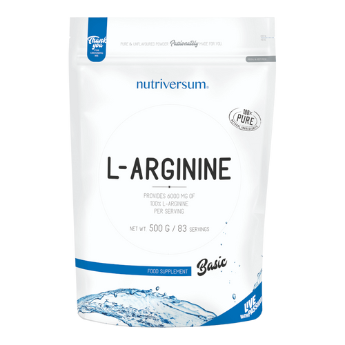 L-arginine - 500g - BASIC - Nutriversum - ízesítetlen - edzés előtti formulák, NO fokozók