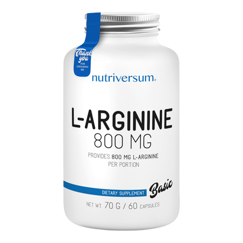 L-arginine - 60 kapszula - BASIC - Nutriversum - ízesítetlen - edzés előtti formulák, NO fokozók