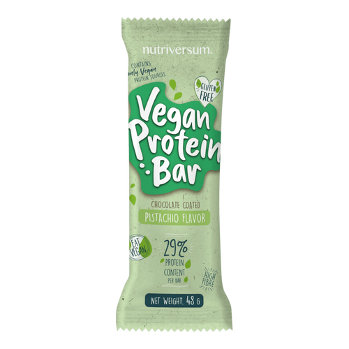 Vegan Protein Bar - 48 g - DESSERT - Nutriversum - pisztácia - vegán csokoládébevonattal