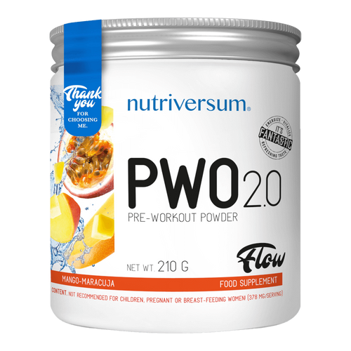 PWO 2.0 - 210g - FLOW - Nutriversum - mangó-maracuja - megadózisú összetétellel