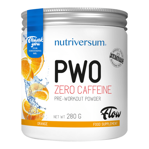 PWO zero caffeine - 280g - FLOW - Nutriversum - narancs - nem tartalmaz koffeint