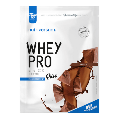 Whey PRO - 30 g - PURE - Nutriversum - csokoládé - 23 g prémium fehérje forrás