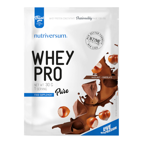 Whey PRO - 30 g - PURE - Nutriversum - mogyorós-csokoládé - 23 g prémium fehérje forrás