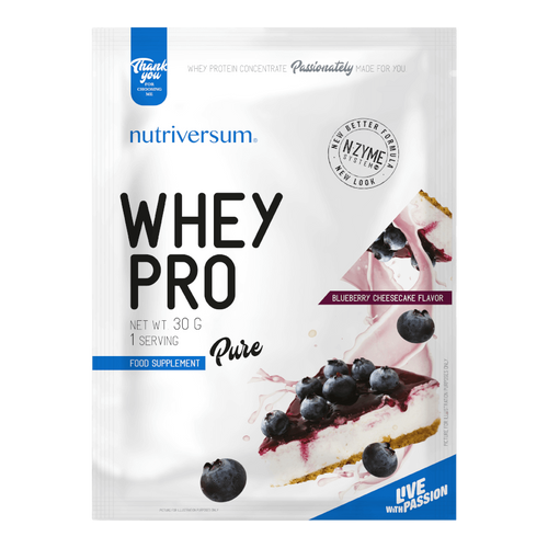 Whey PRO - 30 g - PURE - Nutriversum - áfonyás sajttorta - 23 g prémium fehérje forrás