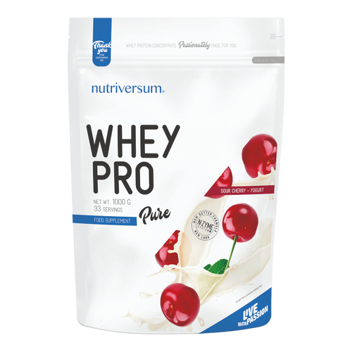 Whey PRO - 1 000 g - PURE - Nutriversum - meggy-joghurt - 23 g prémium fehérje forrás