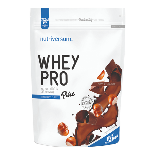 Whey PRO - 1 000 g - PURE - Nutriversum - mogyorós-csokoládé - 23 g prémium fehérje forrás