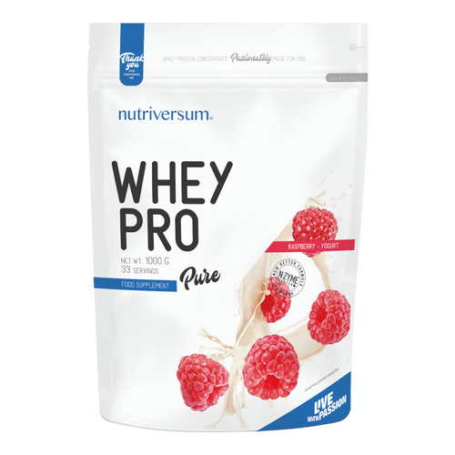 Whey PRO - 1 000 g - PURE - Nutriversum - málna-joghurt - 23 g prémium fehérje forrás