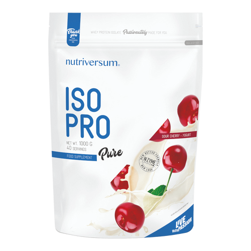 ISO PRO - 1 000 g - PURE - Nutriversum - meggy-joghurt - prémium, fonterra fehérjealap

