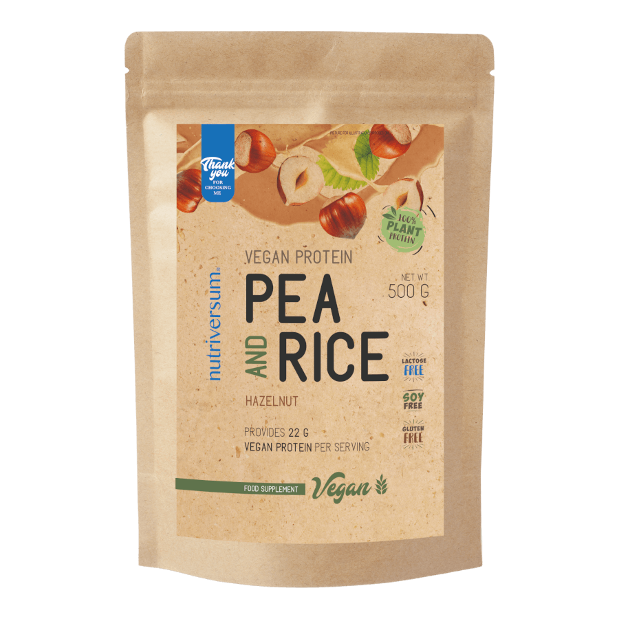 Pea & Rice Vegan Protein - 500g - VEGAN - Nutriversum - mogyoró